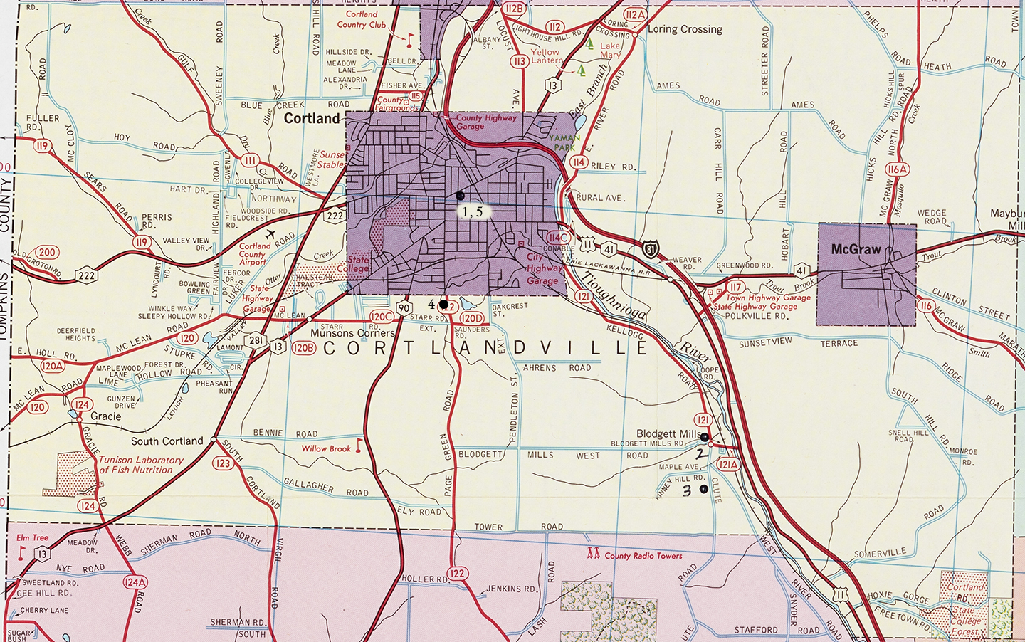 Town of Cortlandville Highway Map 1975